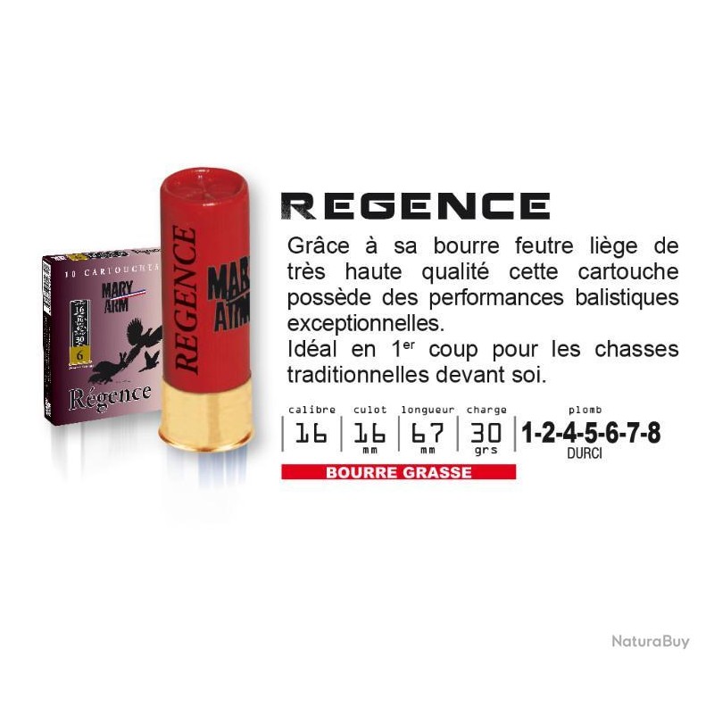 CARTOUCHES MARY ARM REGENCE CAL.16 BOURRE GRASSE N°1