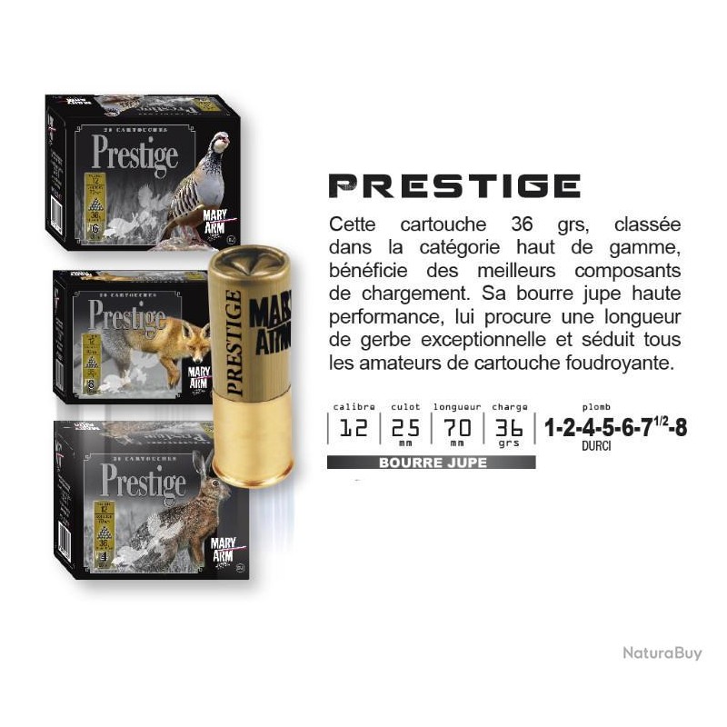 CARTOUCHES MARY ARM PRESTIGE CAL.12 BOURRE JUPE boite de 10 N°4