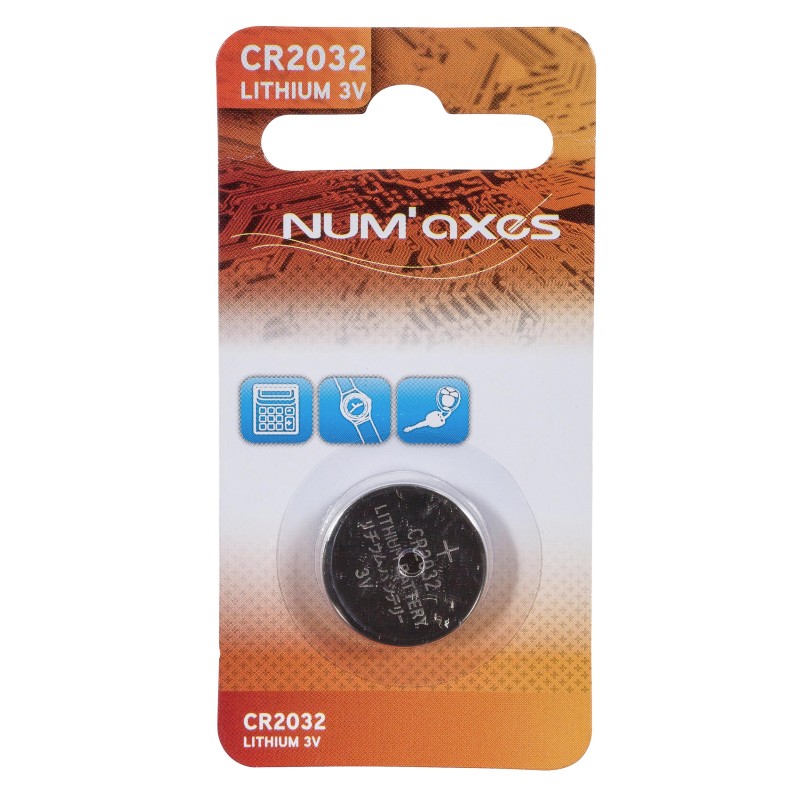 NUM'AXES - Blister 1 pile CR2032 lithium 3 V (Equivalence : DL2032)