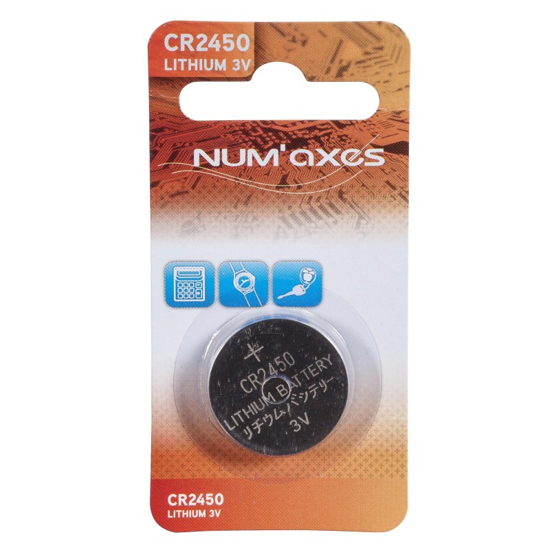 NUM'AXES - Blister 1 pile CR2450 lithium 3 V (Equivalence : DL2450)