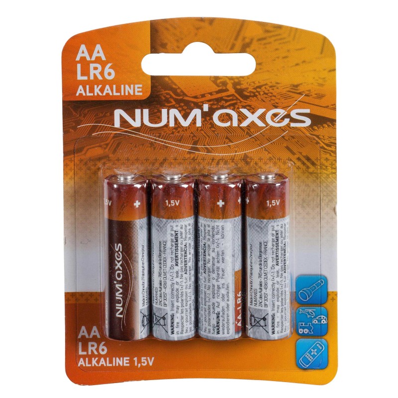 NUM'AXES - Blister 4 piles AA LR06 alcalines 1,5 V