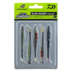 5 LEURRES SOUPLES DAIWA PROREX SET REAL SLIM SHAD LIVE 7,5CM