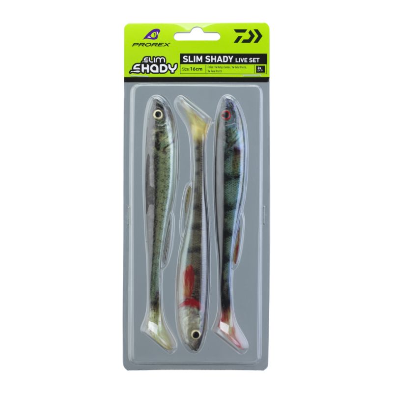 3 LEURRES SOUPLES DAIWA PROREX SET REAL SLIM SHAD LIVE 16.0CM