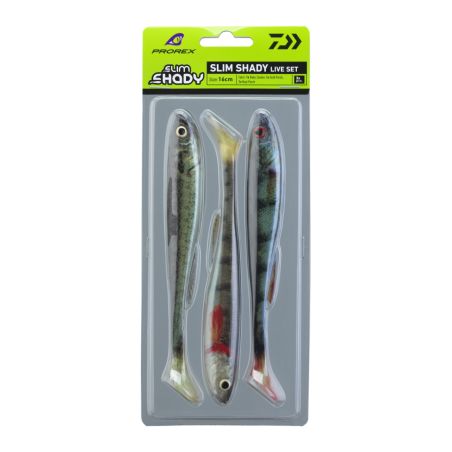 3 LEURRES SOUPLES DAIWA PROREX SET REAL SLIM SHAD LIVE 16.0CM