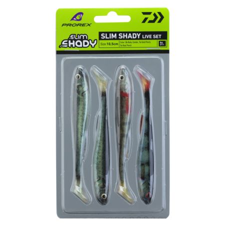 4 LEURRES SOUPLES DAIWA PROREX SET REAL SLIM SHAD LIVE 10.5CM