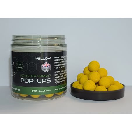 BOUILLETTES NASH MONSTER SHRIMP POP UPS JAUNE 15MM 75G