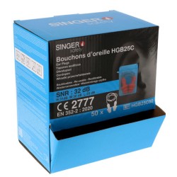 Bouchons d'oreille en TPE avec étui - SNR 32dB - 50 paires