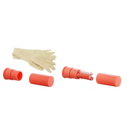 Cartouches factices à rubalise et gants latex - sachet de 2.