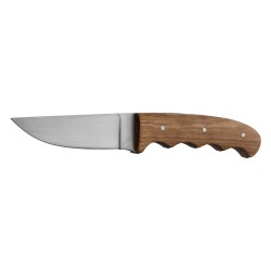 Couteau manche platane avec gravure sanglier et fourreau en cuir