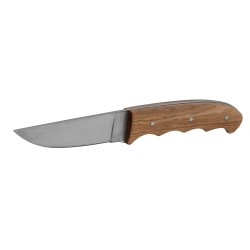 Couteau manche platane avec gravure sanglier et fourreau en cuir