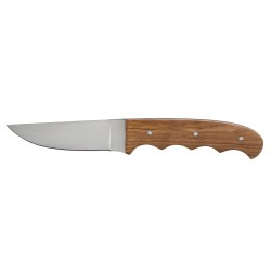 Couteau manche platane avec gravure sanglier et fourreau en cuir
