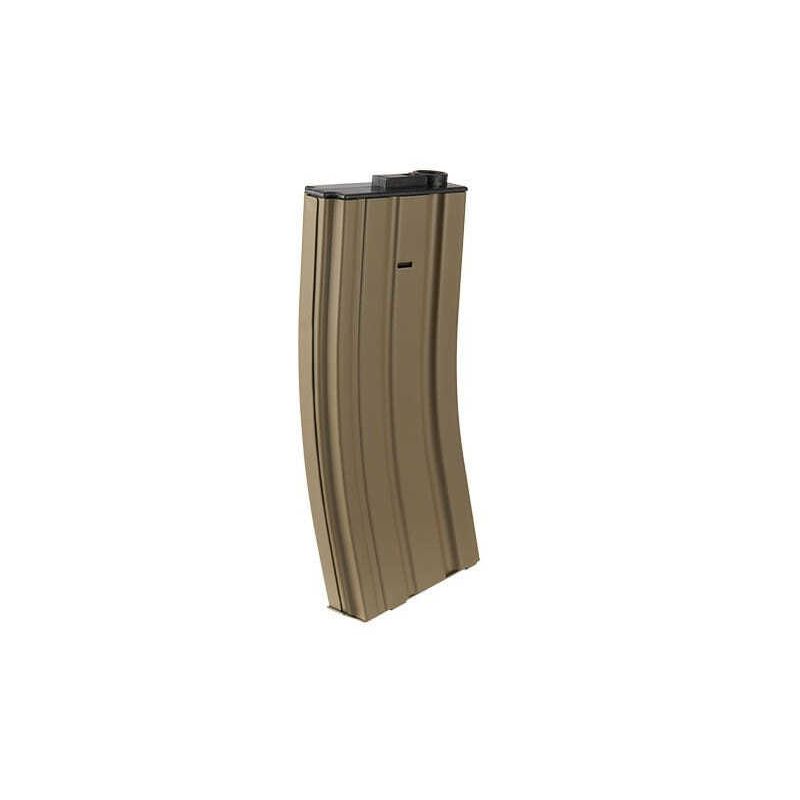 Chargeur Mid-cap métal 120 billes pour M4 AEG tan