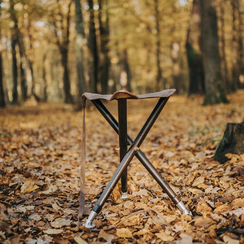 Trepied Luxe dessus cuir - base pieds alu, Hauteur : 85cm