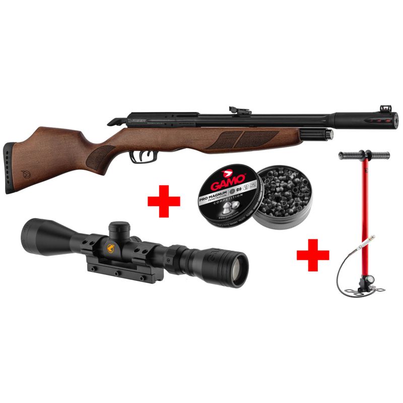 Pack Gamo Riser Punisher 5.5 mm 40 J + Lunette 3-9 x 40 + Pompe Arrow PCP Flex + plombs Pro Magnum(x250). cal. 5.5 mm 40 J