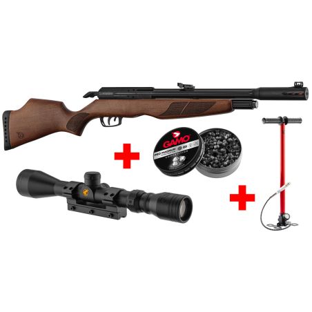 Pack Gamo Riser Punisher 5.5 mm 40 J + Lunette 3-9 x 40 + Pompe Arrow PCP Flex + plombs Pro Magnum(x250). cal. 5.5 mm 40 J