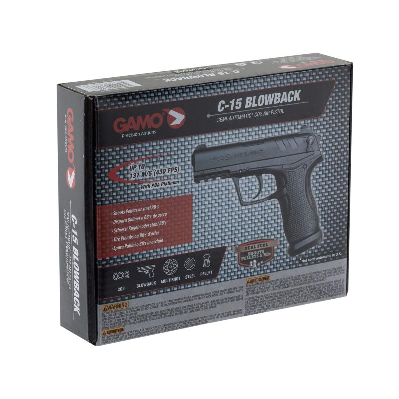 Pistolet CO2 C-15 BLOWBACK - Cal. 4.5mm. cal. 4.5 mm 3,98 joules Pistolet CO2 C-15 BLOWBACK - Cal. 4.5mm. cal. 4.5 mm 3,98 joules