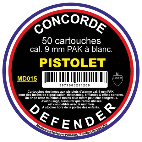 Boîte de 50 cartouches cal. 9 mm PAK à blanc bte de 50