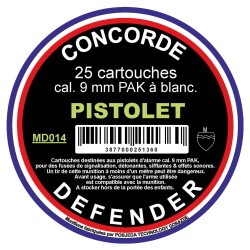 Boîte de 25 cartouches cal. 9 mm PAK à blanc bte de 25