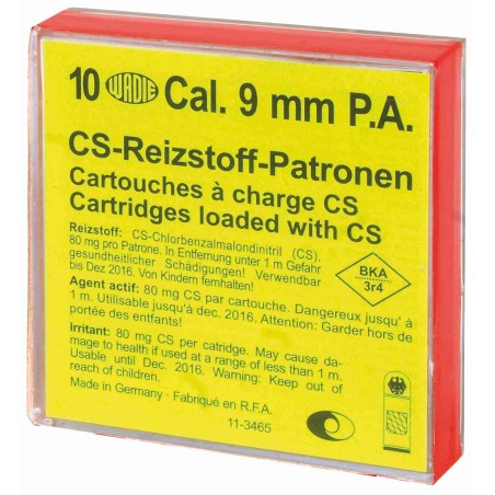 Boîte de 10 cartouches 9 mm PA à gaz CS