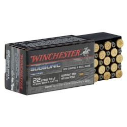 Munitions Subsonic cal. 22 LR 42 grains 42gr Hollow point (creuse) bte de 500