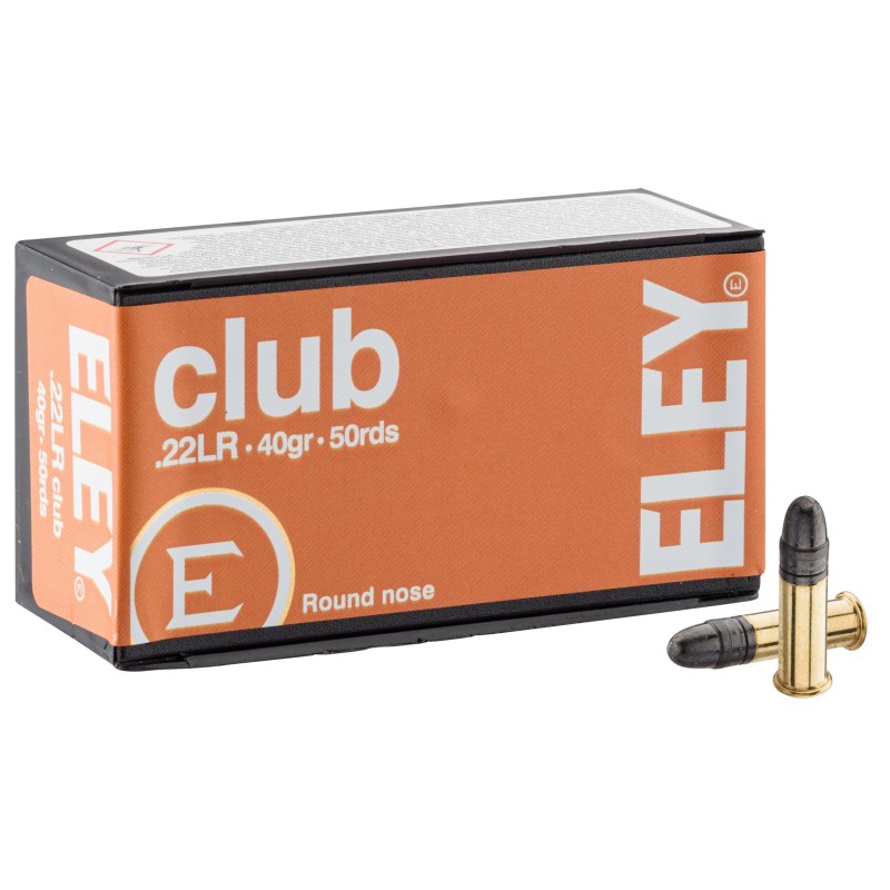 Cartouches Eley Club cal. 22 LR 40gr Plomb tête ronde bte de 500 Cartouches Eley Club cal. 22 LR 40gr Plomb tête ronde bte de 500