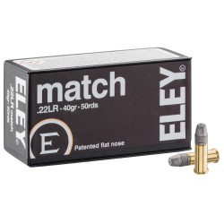 Cartouches Eley Match cal. 22 LR 40gr Plomb tête plate bte de 500