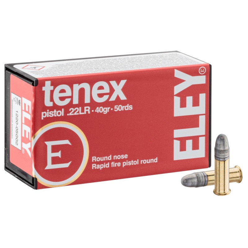 Cartouches Eley Tenex Pistol cal. 22 LR 40gr Plomb tête ronde bte de 500 Cartouches Eley Tenex Pistol cal. 22 LR 40gr Plomb tête ronde bte de 500