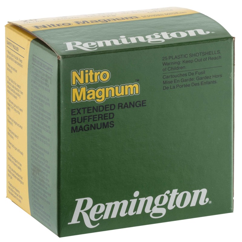 Cartouches Remington Nitro Magnum longue distance - Cal. 20/76 N°4 bte de 25 Cartouches Remington Nitro Magnum longue distance - Cal. 20/76 N°4 bte de 25