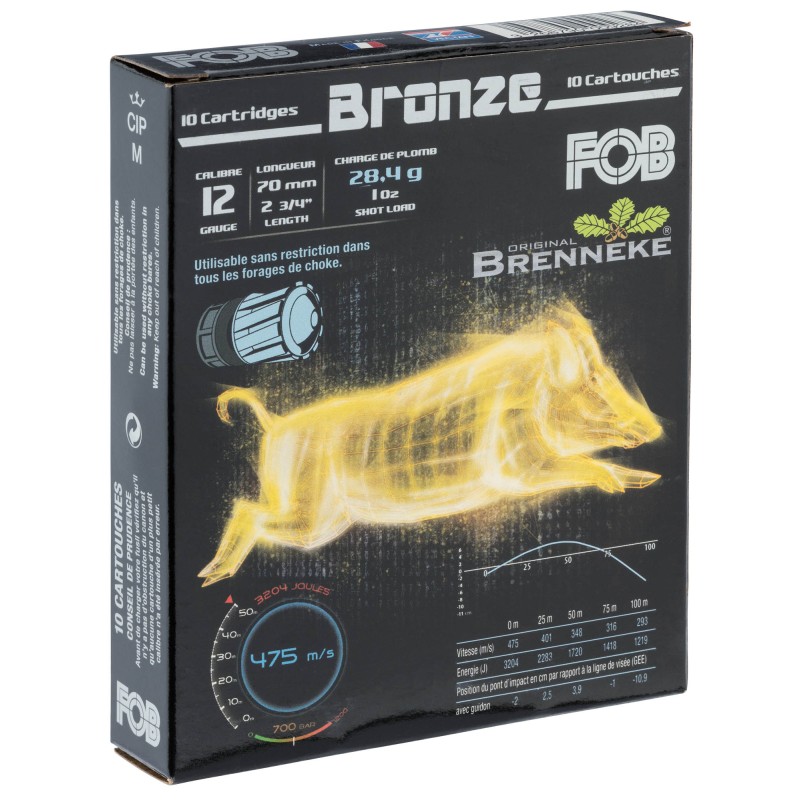 Cartouche Fob Brenneke Bronze - Cal. 12/70 bte de 10 Cartouche Fob Brenneke Bronze - Cal. 12/70 bte de 10