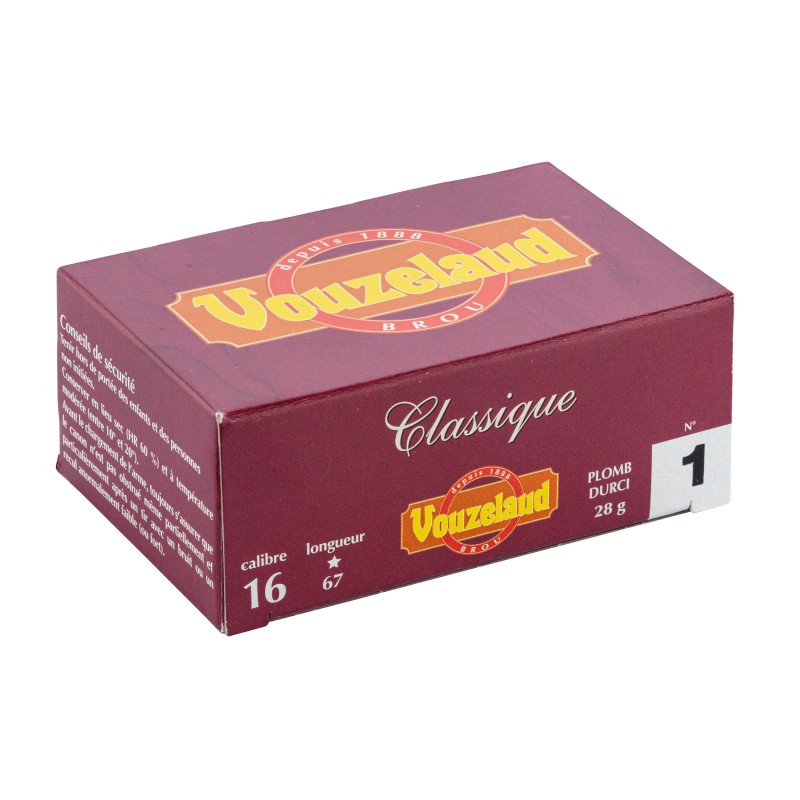 Cartouches Vouzelaud - Classique grand culot - Cal. 16/67 N°1 bte de 10
