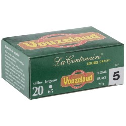 Cartouches Vouzelaud - La Centenaire tube plastique - Cal. 20/65 N°5 bte de 10