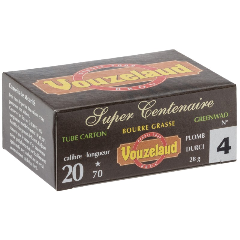 Cartouches Vouzelaud - Super Centenaire - Cal. 20/70 N°6 bte de 10 Cartouches Vouzelaud - Super Centenaire - Cal. 20/70 N°6 bte de 10