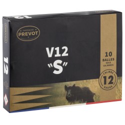 Cartouches Prevot à balle V12 ''S''  demi-blindée - Cal. 12/70