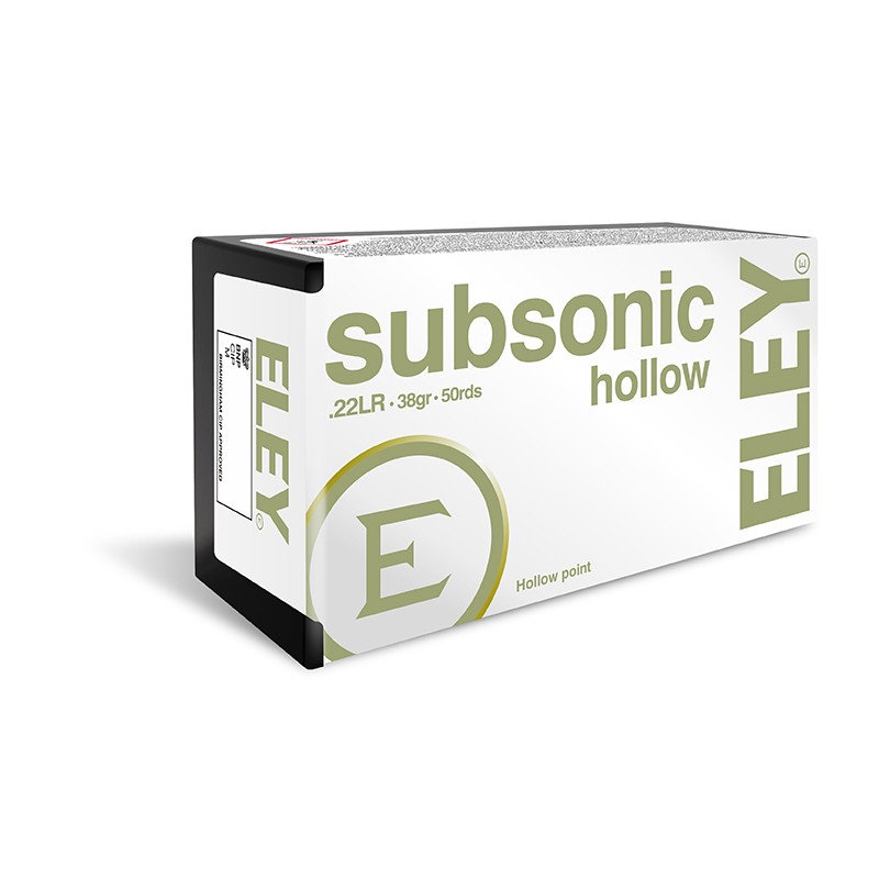 Cartouches Eley Subsonic Hollow point cal .22LR bte de 500 Cartouches Eley Subsonic Hollow point cal .22LR bte de 500