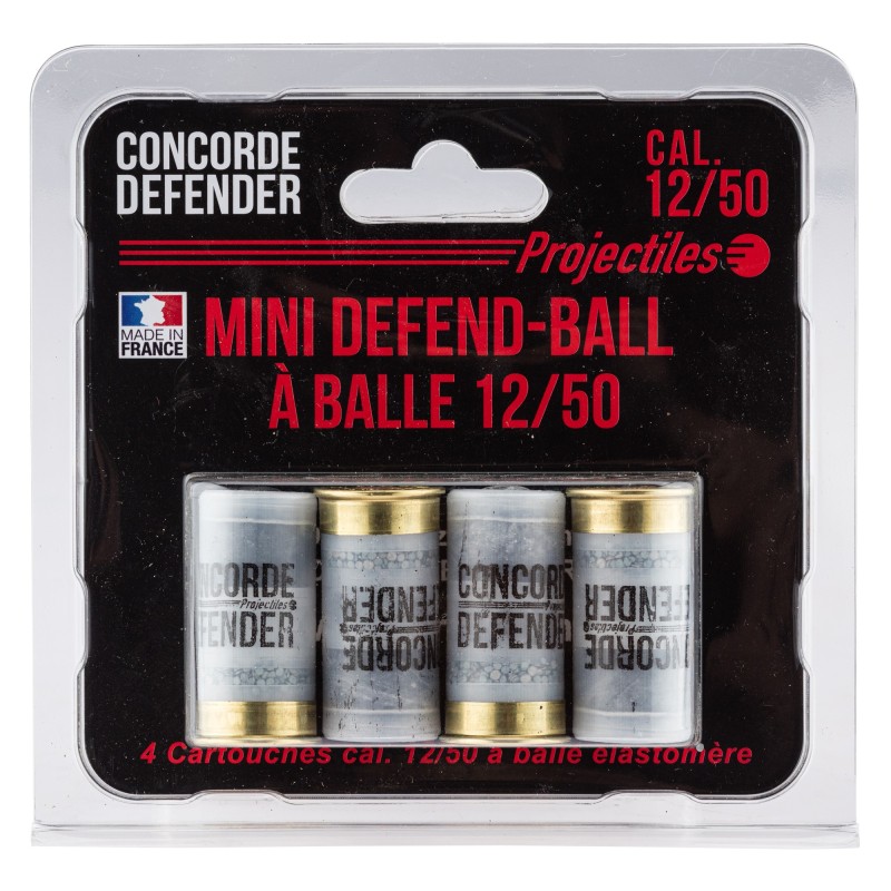 4 cartouches Mini Defend-Ball cal. 12/50 à balle Elastomere Bior 4 cartouches Mini Defend-Ball cal. 12/50 à balle Elastomere Bior