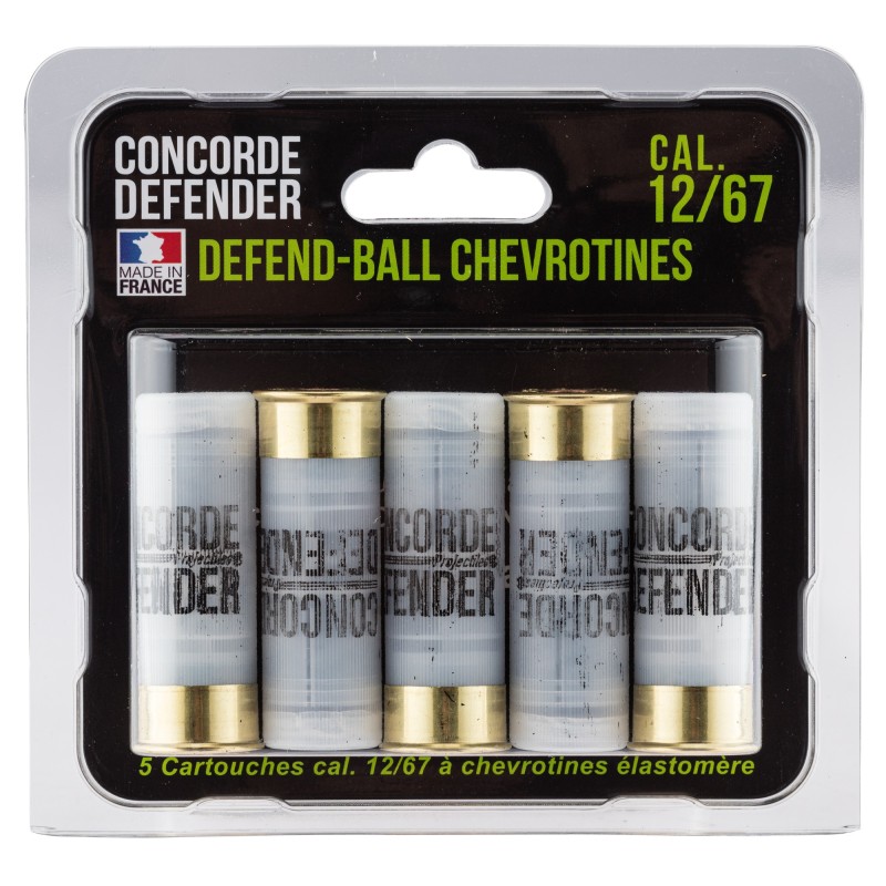5 cartouches Defend-Ball cal. 12/67 chevrotines Elastomere 5 cartouches Defend-Ball cal. 12/67 chevrotines Elastomere