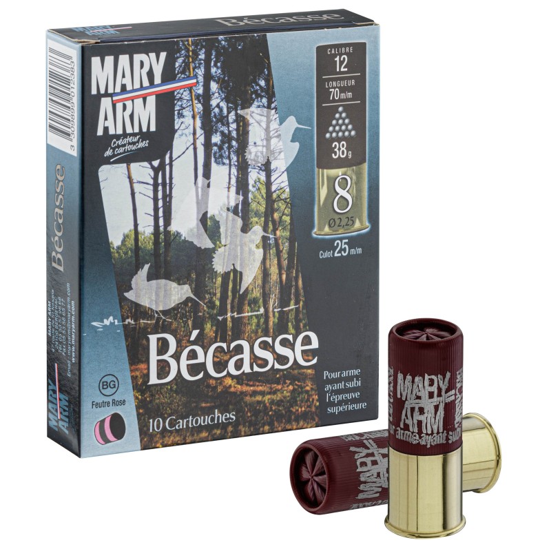 Cartouches Mary Arm Bécasse 38 BG- Cal. 12/70 N°8 bte de 10