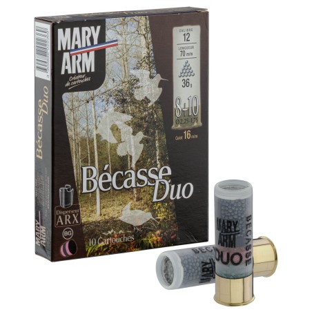 Cartouches Mary Arm Bécasse DUO 36g- Cal. 12/70 N°8 & 10 bte de 10