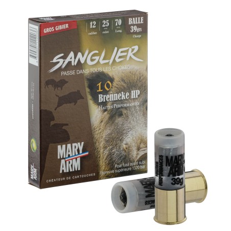 Cartouches Mary Arm Brenneke Sanglier 39 HP - Cal. 12/70 bte de 10