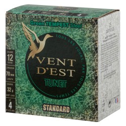 Cartouches TUNET,BLACK TEMPEST 32g acier 12/70 N°4 bte de 25