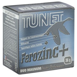 Cartouches Hautes Performances Tunet  Ferozinc+ Duo-Magnum 12/76 36g Acier numéro 1/3 N°1 & 3 bte de 25