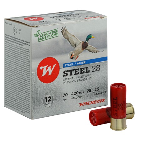 Cartouches Winchester 12/70 28g Acier Pressions Standard N°5 bte de 25