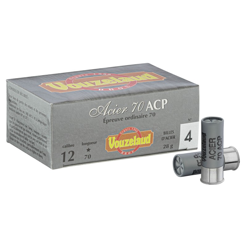 Cartouches Vouzelaud Acier 70 ACP Hautes Performances - Cal. 12/70 N°6 bte de 10 Cartouches Vouzelaud Acier 70 ACP Hautes Performances - Cal. 12/70 N°6 bte de 10