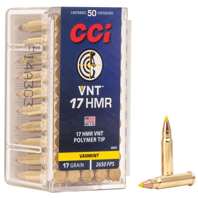 Cartouches CCI .17 HMR VNT Green 17 grains .17 HMR bte de 50 Cartouches CCI .17 HMR VNT Green 17 grains .17 HMR bte de 50