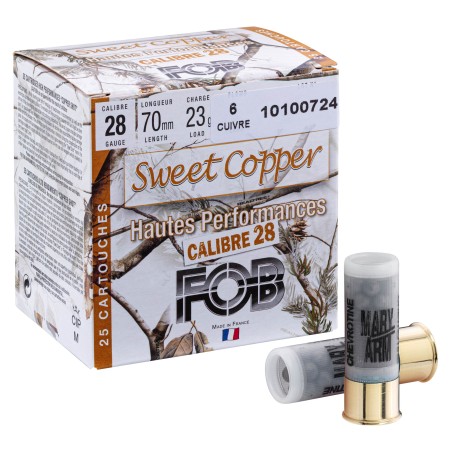 Cartouche de chasse sans plomb FOB Sweet Copper cal. 28 HP N°6 cal. 28 bte de 25