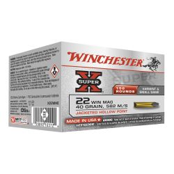 Munitions Super-X creuse cal. 22Win Magnum 40gr Hollow point (creuse) bte de 150