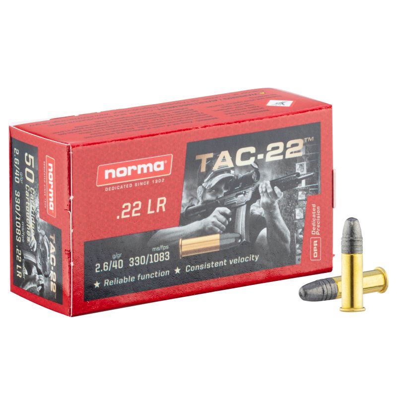 Cartouches 22lr Norma TAC-22 bte de 500 Cartouches 22lr Norma TAC-22 bte de 500