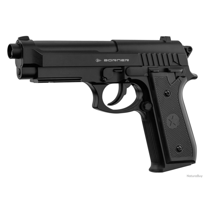 Pistolet airgun Borner 92M en polymère CO2 calibre 4.5 mm (.177) BB's