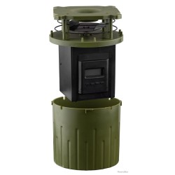 Agrainoir automatique électrique 6 volts projection 8 à 12 m, Agrainoir automatique vert 6 volts