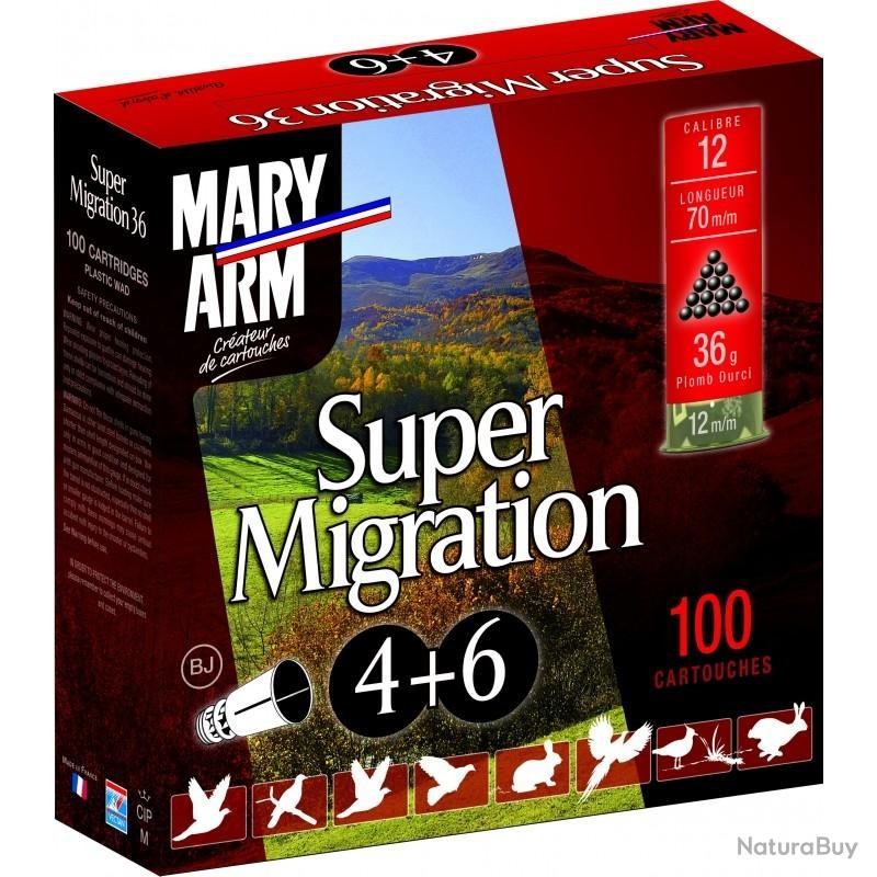 Cartouches Mary Arm Super Migration 36g Duo - Cal. 12/70 N°4 & 6 bte de 100